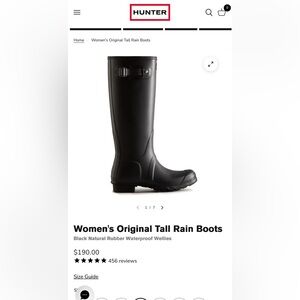 Hunter Original Tall Rain Boots sz 7 woman new in Box !!! $190 retail